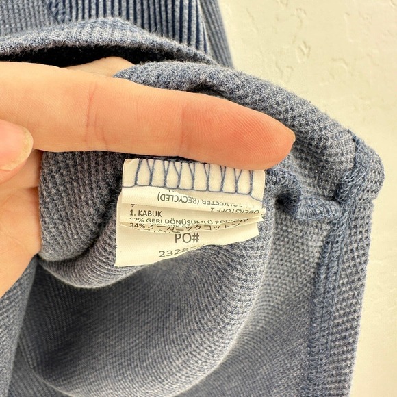 PrAna Sweater Womens L Blue Waffle Knit Long Sleeve Round Neck Pullover High Low - Picture 6 of 8